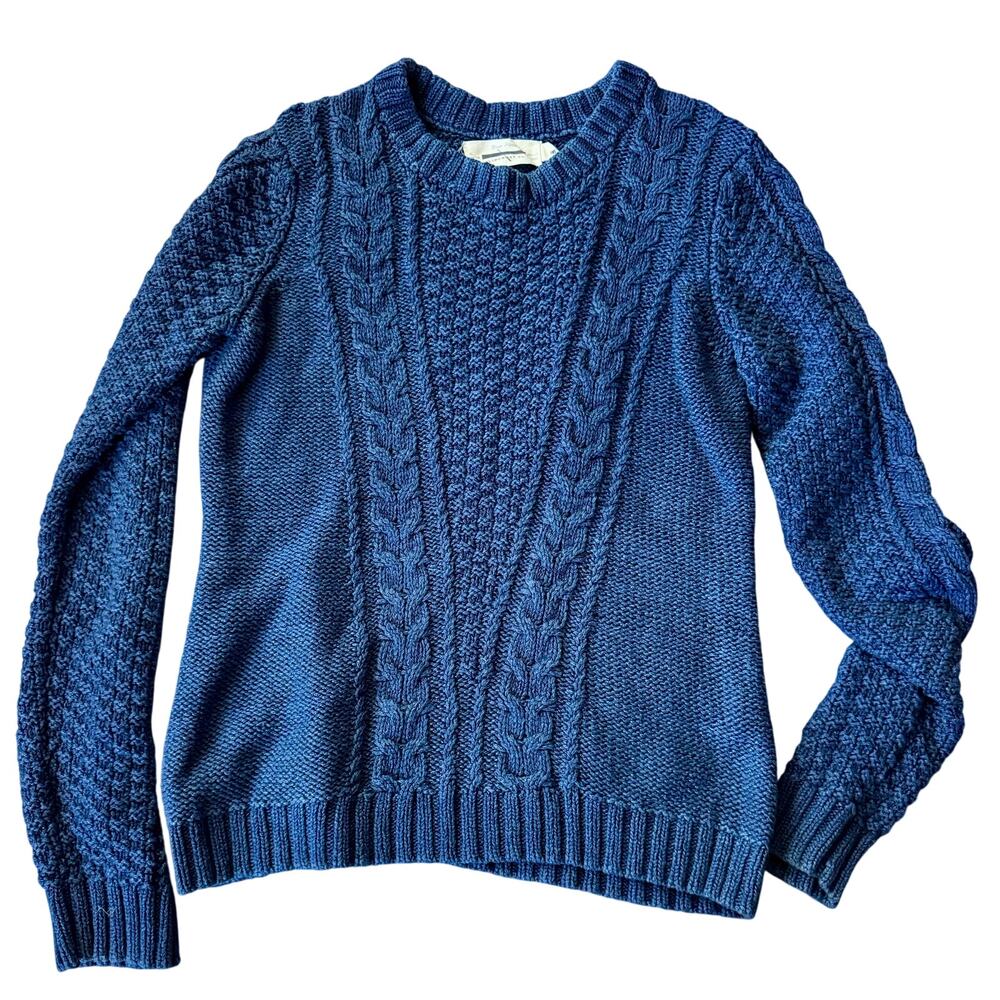 Deep River Guideboat Co. Blue Fisherman Sweater Women's Medium Peru Cotton